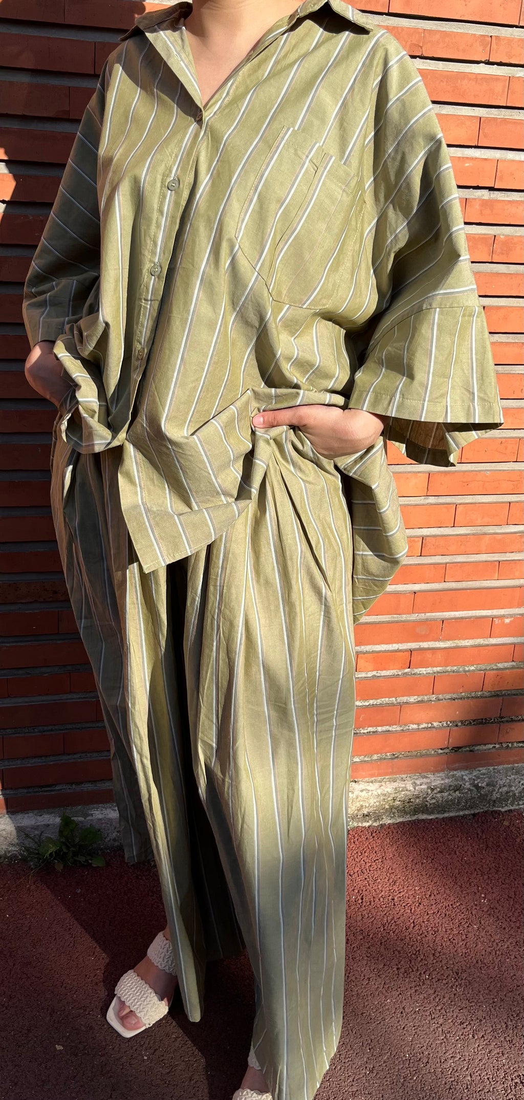 Ensemble LENA vert rayé