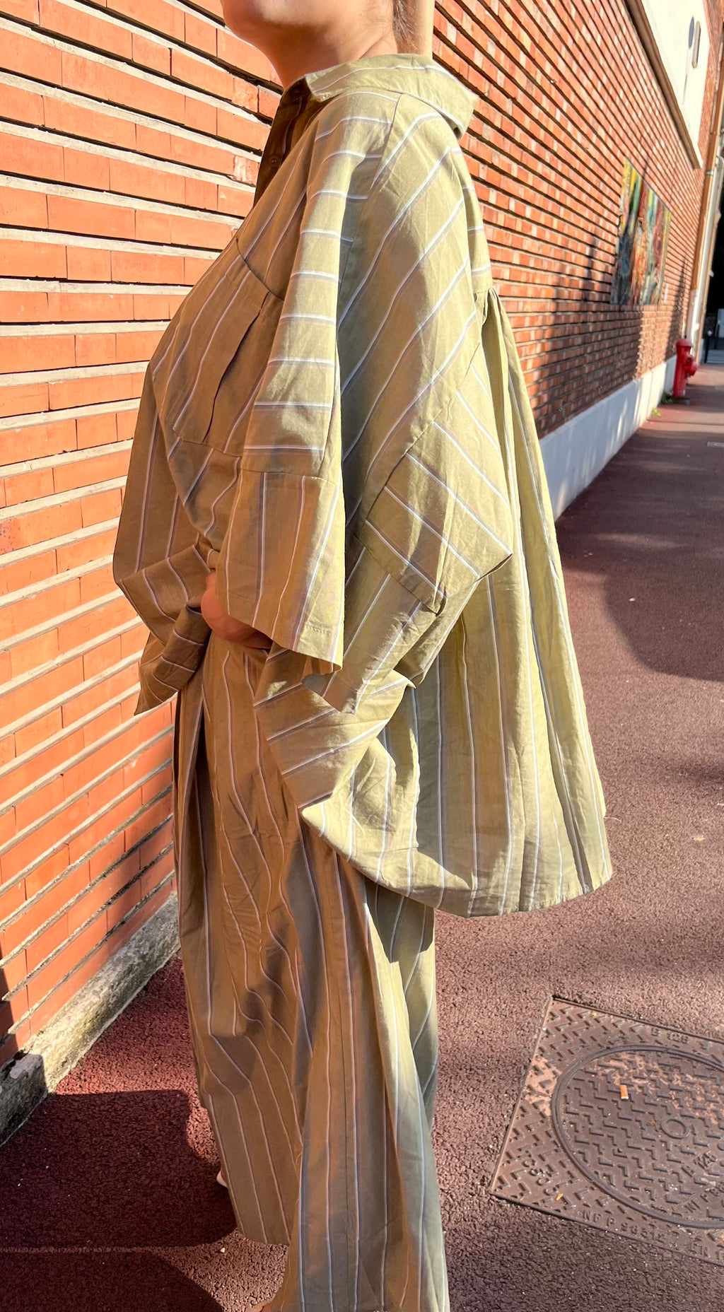 Ensemble LENA vert rayé