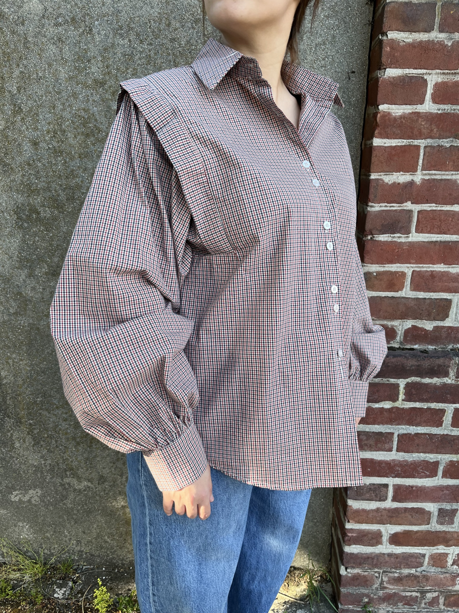 Chemise à épaulettes vichy