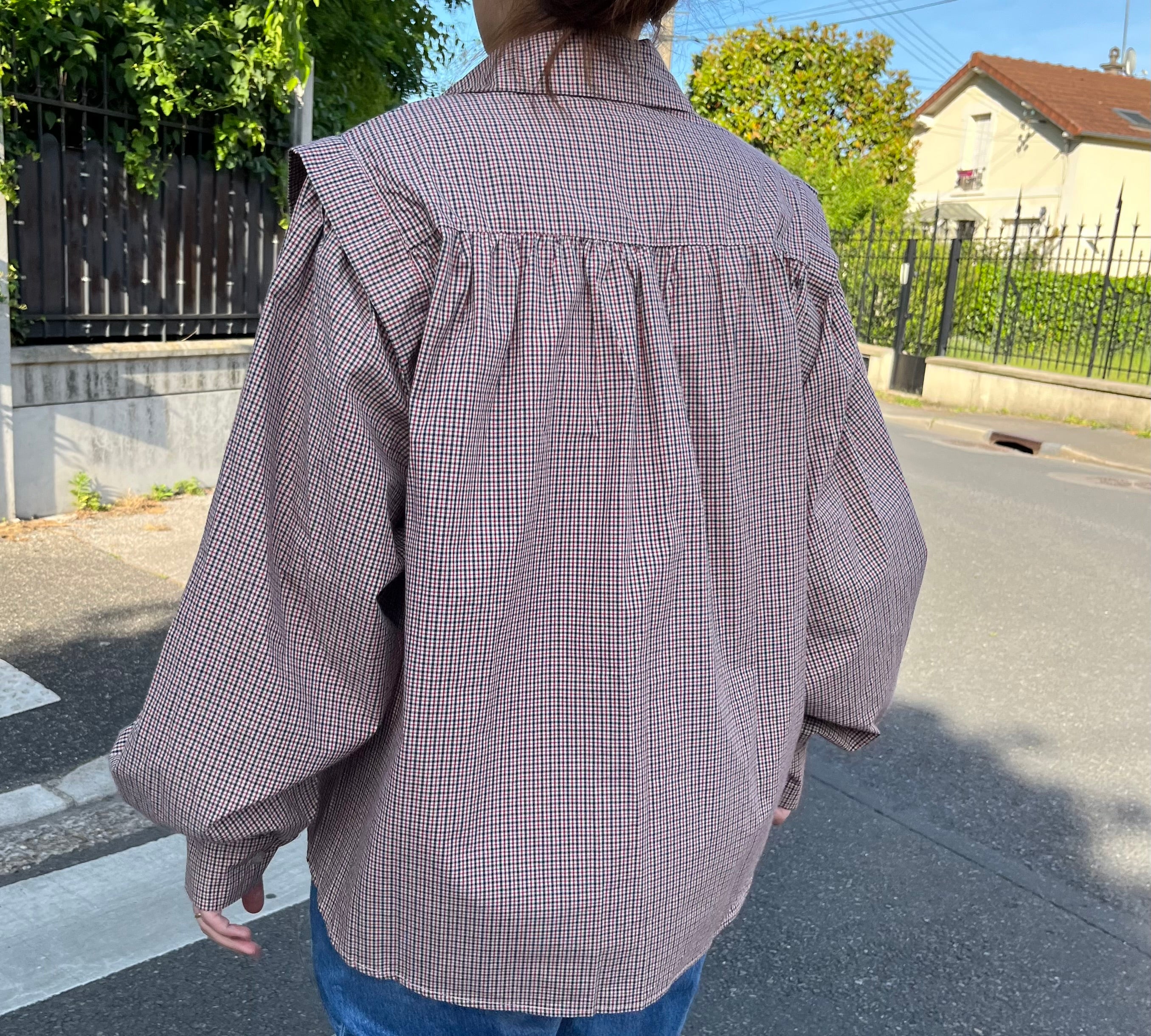 Chemise à épaulettes vichy